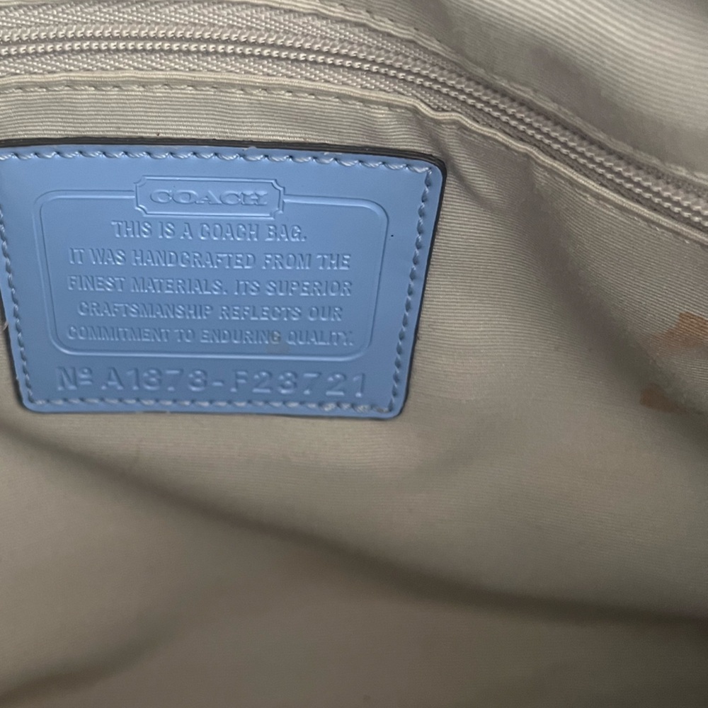 Coach Beige and Light Blue Shoulder Bag with Matching Wallet - Picture 11 of 13